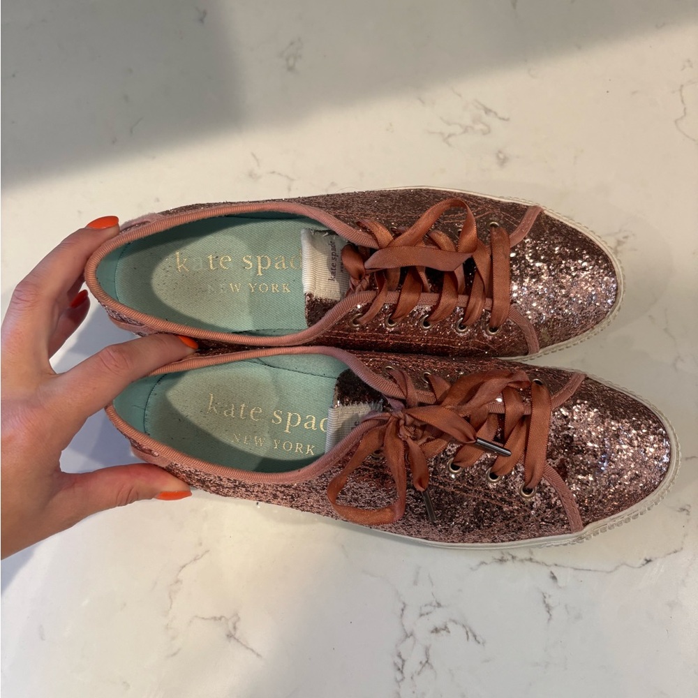 Kate Spade Sparkling Pink Glitter Sneakers - Picture 2 of 4